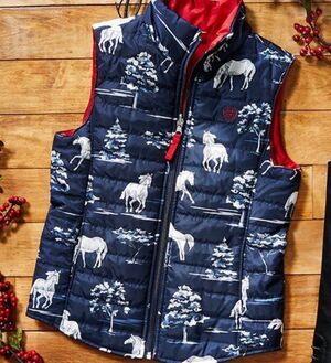 Ariat Emma Horse Print Reversible Puffer Vest Blue Size XL